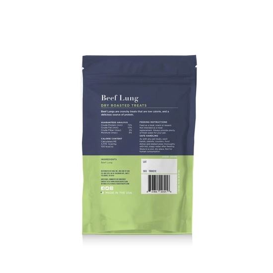 Side by Side Neutral Beef Lung Dry Roasted Dog and Cat Treats (1.8oz bag) photo front plus opened treats