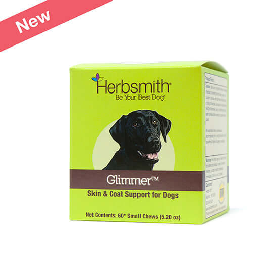 Herbsmith Glimmer Skin and Coat Supplement for Dogs 60 Small Chews Package Front