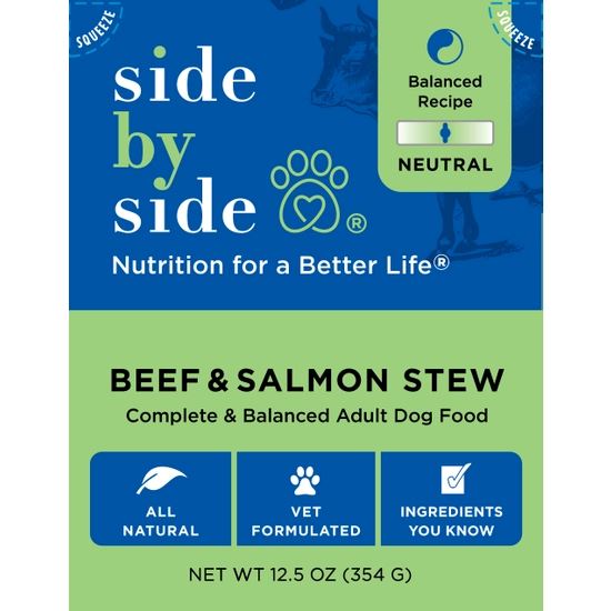 Side By Side Neutral Beef and Salmon Hearty Stew for Dogs (12.5oz carton)