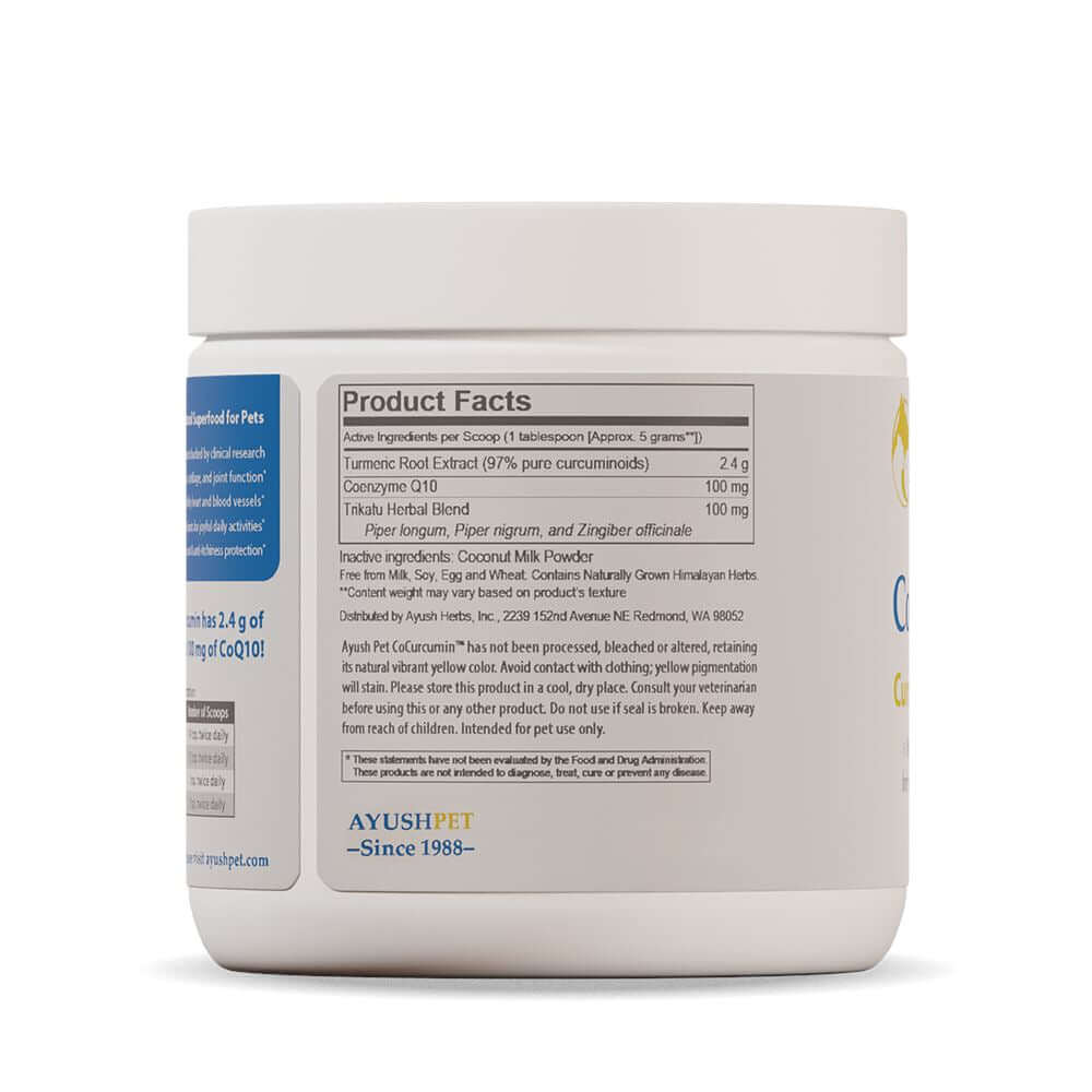 ayush pet cocurcumin + coq10 mct coconut milk powder for fast absorption & best results jar