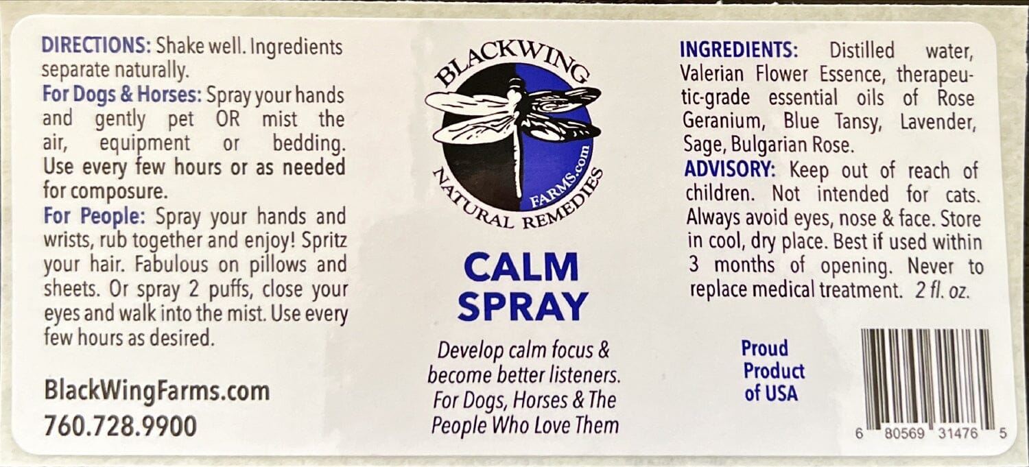 Blackwing Farms Calm Balm Spray Flower Essence Blend (2 oz Spray)