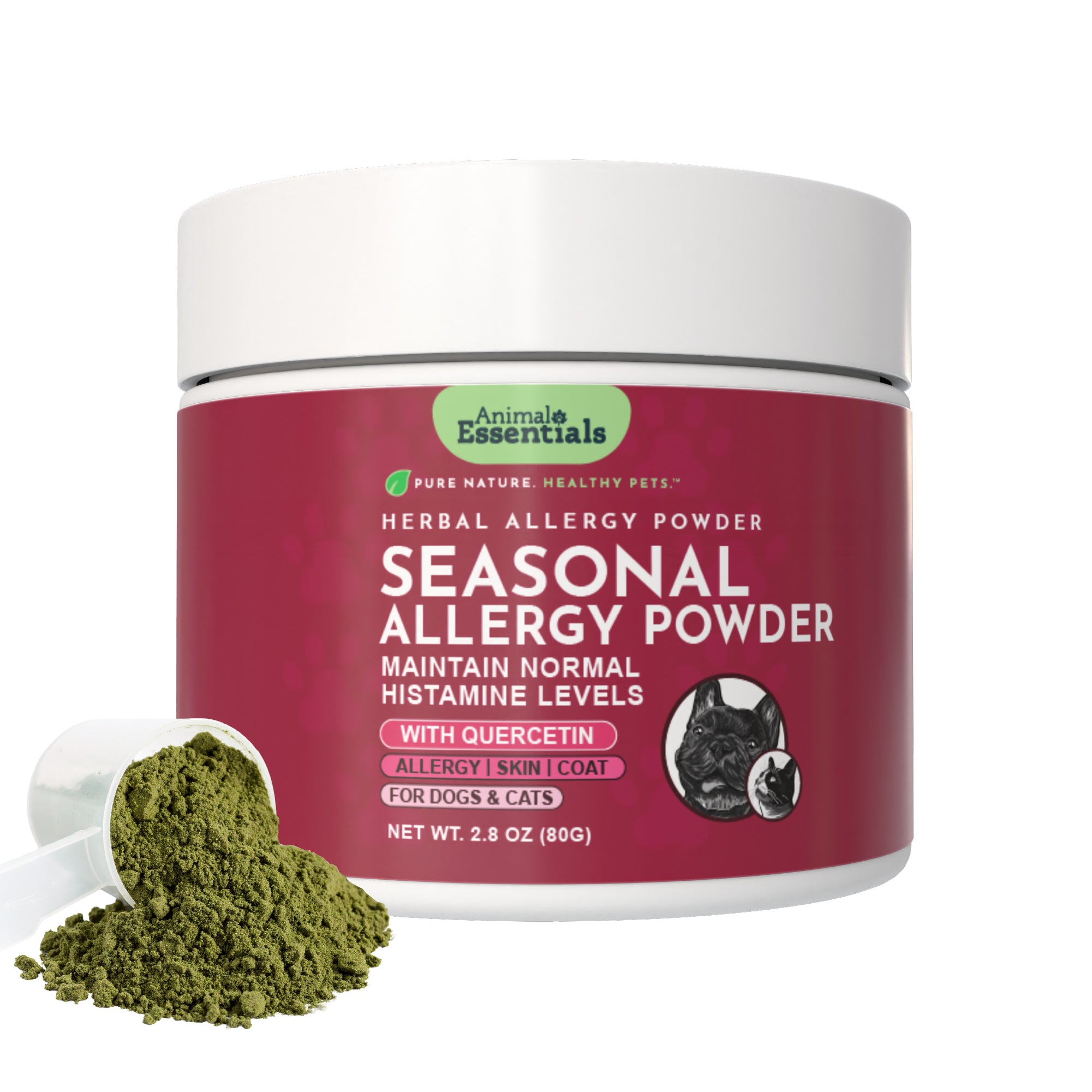 Animal Essentials Seasonal Allergy + Quercetin Herbal Support Powder for Dogs and Cats (2.8oz)