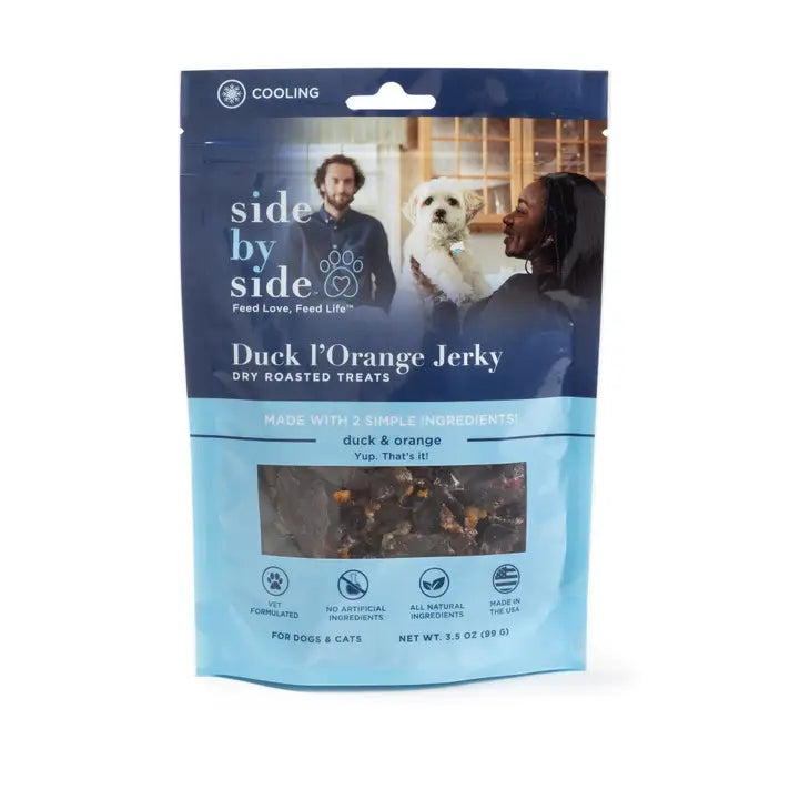 Side by Side Cooling Duck L’Orange Jerky Dog Treats (3.5oz bag)