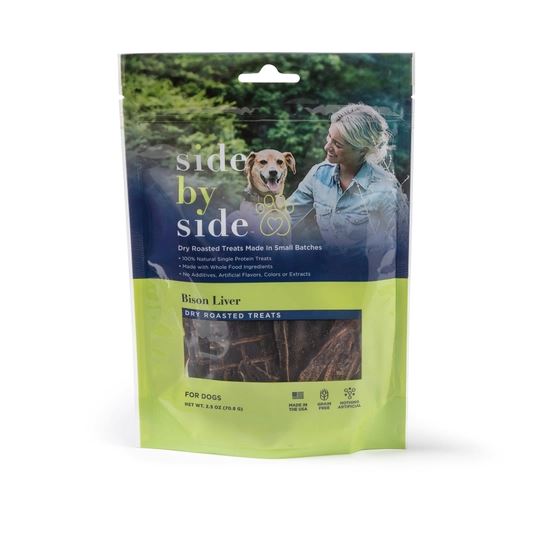 Side by Side Neutral Bison Liver Dry Roasted Dog Treats (2.5oz bag)