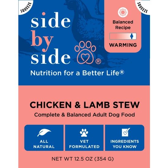 Side by Side Warming Chicken and Lamb Hearty Stew for Dogs (12.5oz carton)