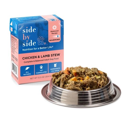 Side by Side Warming Chicken and Lamb Hearty Stew for Dogs (12.5oz carton)