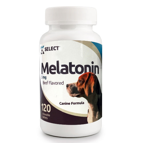 K9 Select Beef-flavored 3mg Melatonin Supplement for Dogs (120 Chewable Tablets) - TCVM Pet Supply