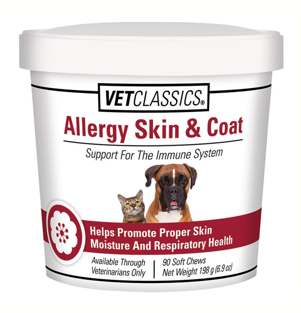 Vet Classics Allergy Skin and Coat Supplement for Cats and Dogs (90 Soft Chews)