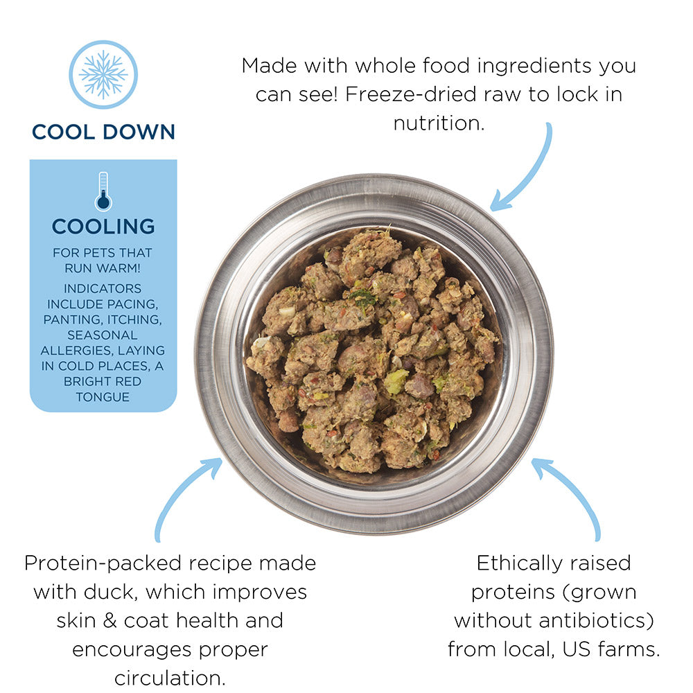 Side by Side Freeze Dried Raw Dog Food Cooling Duck Mini Patties (13oz bag) CLEARANCE 50% OFF!