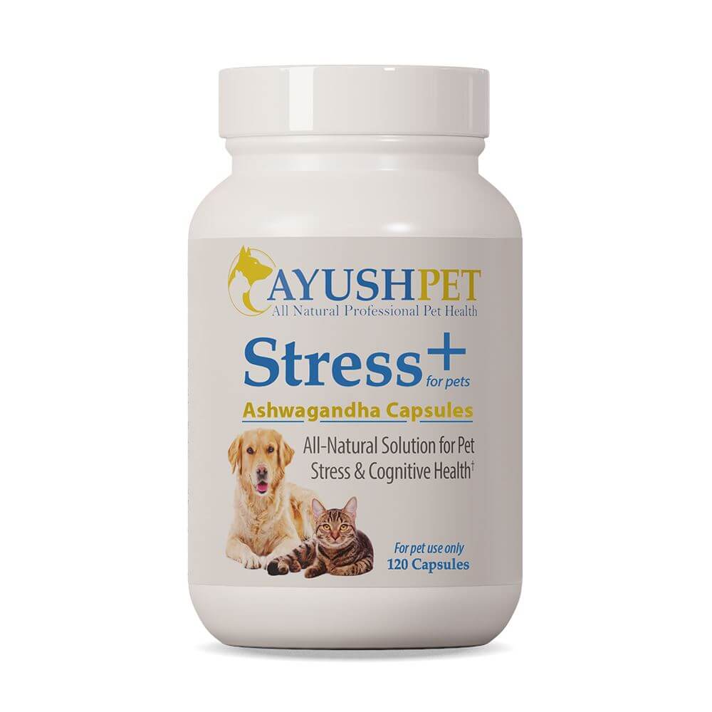 Ayush™ Pet Stress+ Ashwagandha Capsules for Cats and Dogs (120 capsules)